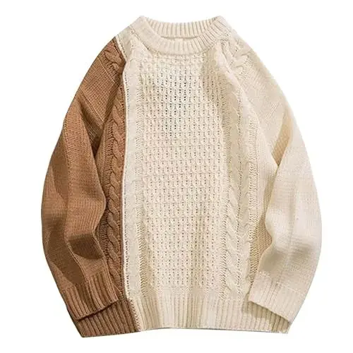 Produktbild: WKAYsIV Herren Coole Jacken Wintermode-Freizeit-Teigstrick Schwingender Mantel (Beige, M)