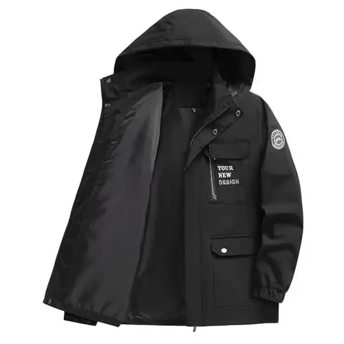 Produktbild: WKAYsIV Herren Mantel Wolle Mantel Mittellange Jacke Hardshell Jacke Dealer Herren (Black, XXXL)