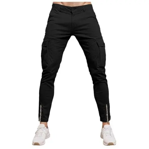 Produktbild: WKAYsIV Herren Pants Sporthose Herren Herren Sommer Hose Overalls Shot Bequeme Freizeithose Angelbekleidung Herren Winter(Schwarz,3XL)