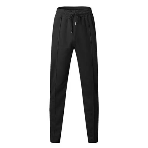 Produktbild: WKAYsIV Herren lang Baumwolle Jogginghose Trainingshose Winter einfarbig, modische Hosen, Bleistifthosen Hose Gummibund Herren(Schwarz,XXL)
