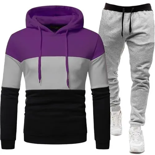 Produktbild: WKAYsIV Kinder Tanzen Durch Den Wilden Westen mit Jogginganzug Lässiger Laufanzug Jogginganzug Sportanzug Sets Weste Kunstleder(Lila L)
