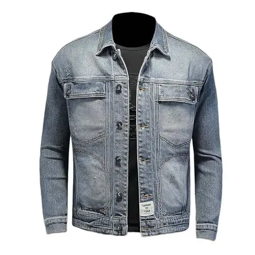 Produktbild: WKAYsIV Mantel Halloween Herren aus Jeansjacke für Herren Herren Luxus Mantel (Light Blue, XXXXL)