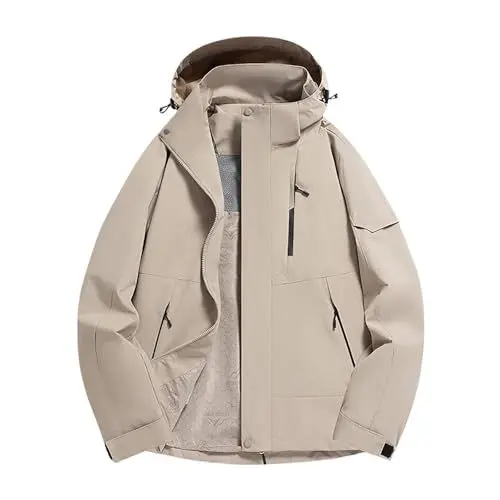 Produktbild: WKAYsIV Mantel Herren Kapuzenjacke Lockerer Sporttrend Bequeme und atmungsaktive europäische und Bergsteigerkleidung Ärmellose Herren (Khaki, XXXXL)