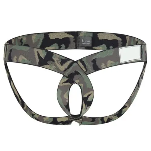Produktbild: WKAYsIV Netz Overall sexy Gesäß-Lifting-Doppel-Tanga, Unterwäsche für Herren, niedriger Taillen-Tanga Lustig Outfit (Camouflage, M)