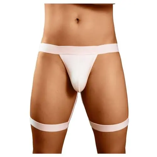 Produktbild: WKAYsIV Overall Lack Sexy Hip Lift Double Cutids Medium Hosen Persönlichkeit Schlanke Sexy Einfarbig Jugend Tanga T Unterwäsche Boxershorts Herren Weihnachten Sexy (Beige, XXXL)