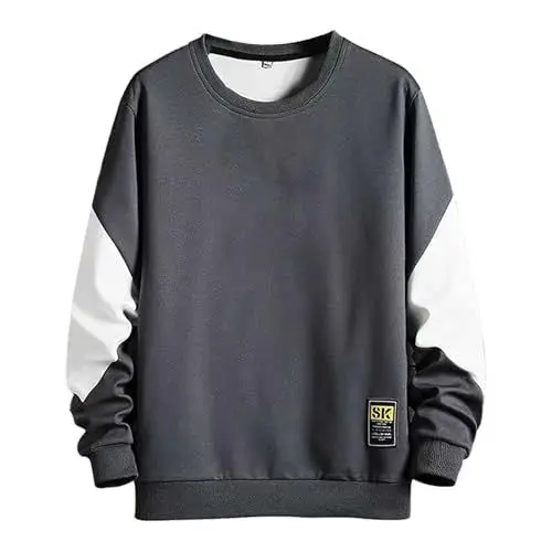 Produktbild: WKAYsIV Pullover Winter Herren und Herbst Rundhals Lose Freizeitkleidung Modetrend Jugendpullover Sweatshirt Pullover Sweatshirt Bedruckt (Grey, L)