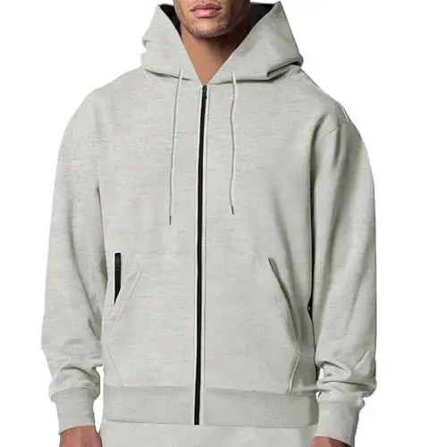 Produktbild: WKAYsIV Pullover Und lässiger Kapuzenpullover für Herren mit durchgehendem Reißverschluss und Langen Ärmeln, mit Taschen, Joggingstrecke und Trainings-Hoodie Pullover Bedrucken Herren(Grey,XL)