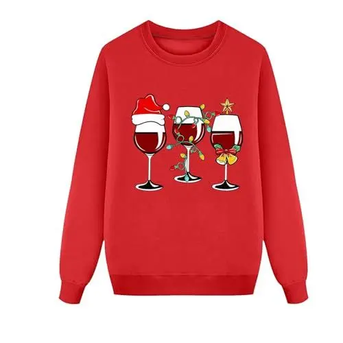 Produktbild: WKAYsIV Schlafanzüge Herren M für die Familie, langärmelig, niedlicher Weihnachtspullover für Kinder, Mama Papa, passendes Outfit für die Festival-Party Pyjama Damen Weihnachten Baumwolle (Red-7, 5Y)