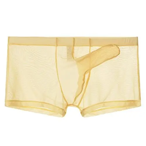 Produktbild: WKAYsIV Sexy Unterhosen Herren Transparent atmungsaktive Unterwäsche, Elefantennase, transparent, sexy, Trennung, Flache Ecken Schlafanzug Sexy Herren (Beige, L)