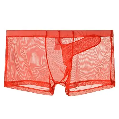 Produktbild: WKAYsIV Sexy Unterhosen Herren Transparent atmungsaktive Unterwäsche, Elefantennase, transparent, sexy, Trennung, Flache Ecken Schlafanzug Sexy Herren (Red, XXL)