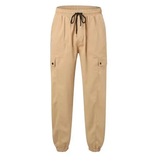 Produktbild: WKAYsIV Taschenhose Herren weiche Cargohose Outdoortasche Lässige Cargohose Bergsteigerstiefel(Khaki L)