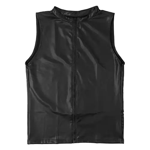 Produktbild: WKAYsIV Unterwäschesets Für Herren Mantel Sexy Ledermantel Kleidung Weste Unterhosen Männer Transparent (Black, L)