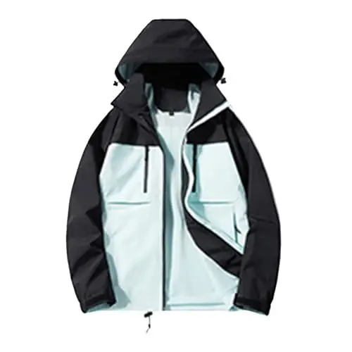 Produktbild: WKAYsIV Winter Herren Mantel Kurz und Winterstil Satin Herren (Light Blue, M)