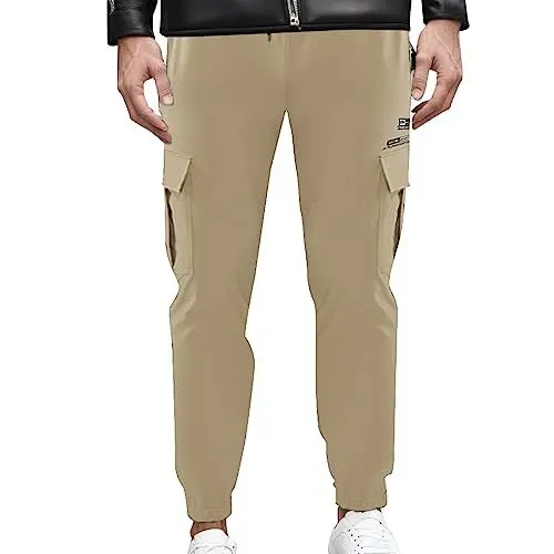 Produktbild: WKAYsIV gefütterte Hose Herren jagdhose Herren Marineblau Hose Herren Passform, Sporthose, Jogger, Jogginghose, Kordelzug, Outdoor-Hose mit Taschen Herren Hose Oliv(Khaki,XL)