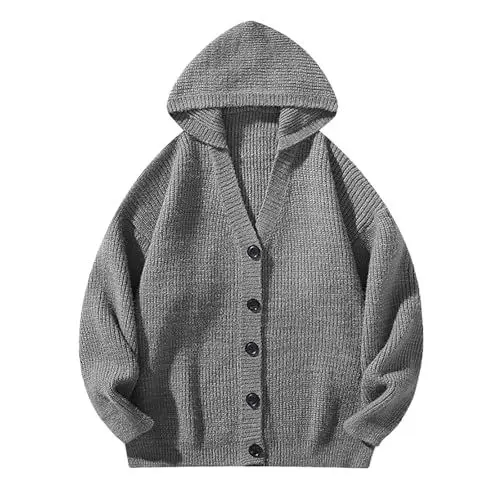 Produktbild: WKAYsIV hundepullover Olive Mantel und Winter Lazy Wind Retro Simp Le Einfarbige Kapuzenjacke aus dünner Wolle Wandregal Schwarz Jacken(Grey,3XL)