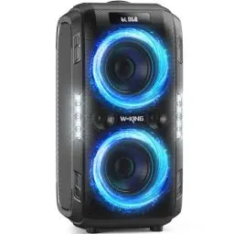 Produktbild: W-KING 250W PEAK Bluetooth Lautsprecher Box Groß Musikbox Lautsprecher Bluetooth Party Boom Box, 12 Custom-Bässe/Extra Bass/Riesig 120 dB/16,5 CM-Woofers/MIC&Guitar IN/USB/TF/AUX, Herausnehmbarer Akku