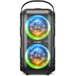 Produktbild: W-KING 180W PEAK Bluetooth Lautsprecher Box Groß, 80W Kabelloser Musikbox Bluetooth Party Boombox Box mit Tiefer Bass-Röhren/4 Treiber/2 Subwoofer, Riesig 105dB Sound/IPX5/Lichter/24H/U-Disk/TF/AUX/EQ