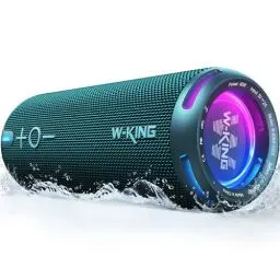 Produktbild: W-KING Bluetooth Lautsprecher Box, IPX7 Musikbox Lautsprecher Boxen Bluetooth Outdoor Tragbarer, Angepasster EQ-App/Diefer Bass, 360° Sound mit V5.3/Lichter/DSP/TF/AUX, 40W Party Dusch Klein Boom Box