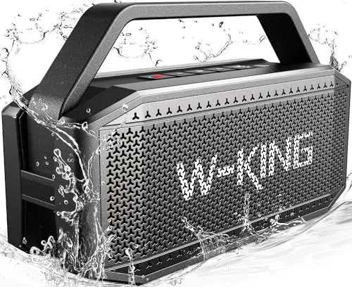 Produktbild: W-KING Bluetooth Lautsprecher Box Groß (100W Spitze)60W Musikbox Bluetooth Box, IPX6 Tragbar Lautsprecher Outdoor Party Soundbox Boombox/Ex-großer Passiver Radiator Tiefer Bass/PowerBank/40H/TF/AUX/EQ