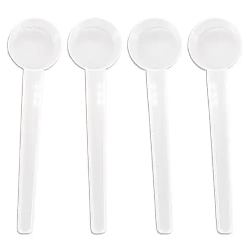 Produktbild: WKRTDY 4er Set Dosierlöffel, transparente Messlöffel mit Skala für präzises Abmessen von 5g, 2g, 3g & 4g,Ideal für Kochen, Backen & Waschpulver