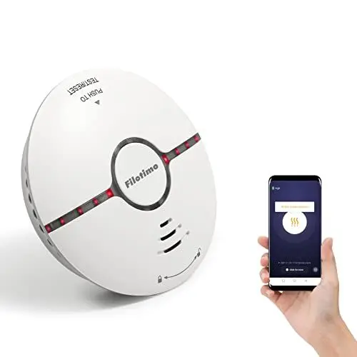 Produktbild: WLAN Rauchmelder, Feuermelder 10-Jahre-Leben-Rauchmelder mit Test-Taste, austauschbare Batterie, entspricht EN14604 Standard, Ton und Blitzalarm 85dB/3m für Wohnküche, einfache Installation