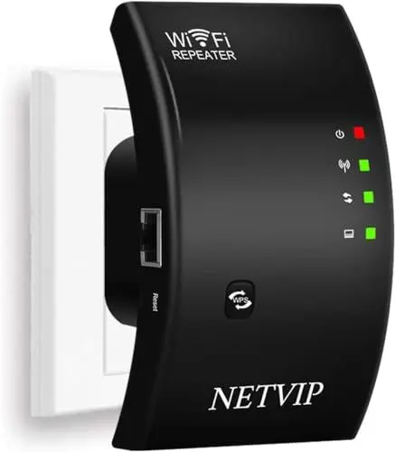 Produktbild: NETVIP WLAN Repeater WiFi Verstärker Range Extender 300Mbps Multifunktion Mini Signal Booster Wireless Access Point 2.4GHz mit WPS Funktion Willigt IEEE802.11n/g/b