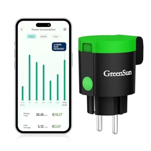 Produktbild: WLAN Steckdose Outdoor GreenSun Zeitschaltuhr Aussenbereich WLAN Zeitschaltuhr Steckdose WLAN Steckdose mit Strommessung Aussensteckdose wasserdicht Steckdose Stromzähler für Steckdose 2.4GHz IP44