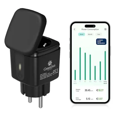 Produktbild: Wlan Steckdose Outdoor GreenSun Wlan Steckdose mit Strommessung Alexa Steckdose Smarte Steckdose Garten Aussensteckdose Wasserdicht Zeitschaltuhr Aussenbereich Zeitschaltuhr Steckdose Smart Home IP44