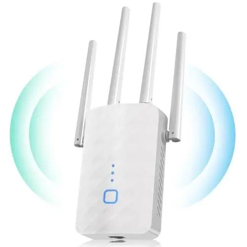 Produktbild: Wlan Verstärker, 1200Mbit/s Wlan Repeater, 5G & 2.4G Dualband Ultraxtender WiFi Verstärker mit LAN anschluss, WPS, Kompatibel mit 99% Standard-WiFi Routern, Deckt bis zu 9200Sq.ft und 35 Geräte ab