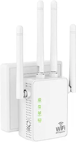 Produktbild: WLAN-Extender-Signalverstärker für bis zu 5.000 m² und 46 Geräte, WLAN-Range-Extender, Verstärker mit großer Reichweite und Ethernet-Anschluss, Zugangspunkt, 1-Tasten-Einrichtung, Alexa-kompatibel