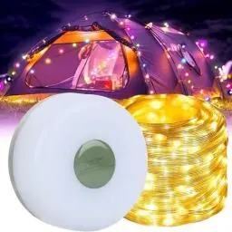 Produktbild: Wlevzzor Lichterkette für drinnen und draußen, wasserdicht, 30 LEDs, Camping-Lichterkette mit 8 m langer Lichterkette mit 5 Modi für Weihnachtsbaum, Garten, Hof, Camping (Warmes Licht, 8m)