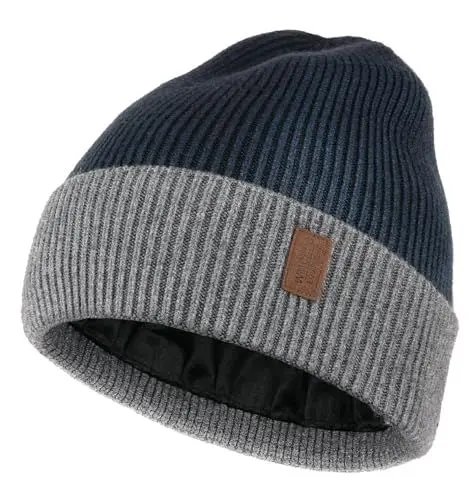 Produktbild: Wmcaps Beanie Mütze, Herren Winter Warme Unisex Wintermütze Strickmütze Dehnbare Weiche Wollmütze mit Bündchen und Dickem Warmem Futter Geschene für Freundin männer Frauen (Tie-dye Hellgrau)