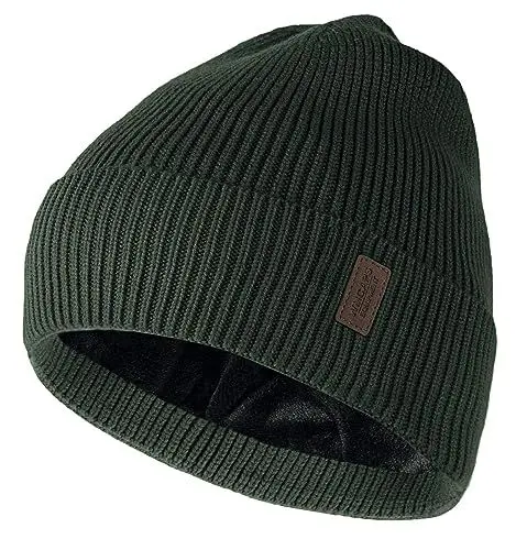 Produktbild: Wmcaps Beanie Mütze, Herren Winter Warme Unisex Wintermütze Strickmütze Dehnbare Weiche Wollmütze mit Bündchen und Dickem Warmem Futter Geschenk für Freundin männer Frauen (Armeegrün)