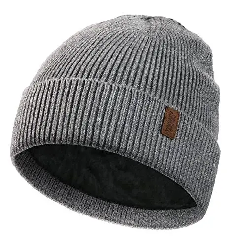 Produktbild: Wmcaps Beanie Mütze, Herren Winter Warme Unisex Wintermütze Strickmütze Dehnbare Weiche Wollmütze mit Bündchen und Dickem Warmem Futter Geschenke für Freundin männer Frauen (Grau)