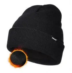 Produktbild: Wmcaps Klassische Mütze Herren Damen, Warm Fleece Wintermütze Strickmütze Winter Warme, Weich Stretchy, Atmungsaktiv Unisex Beanie für Herren Geschenke Männer Frauen, Schwarz