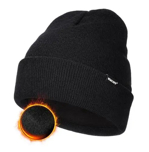 Produktbild: Wmcaps Klassische Mütze Herren Damen, Warm Fleece Wintermütze Strickmütze Winter Warme, Weich Stretchy, Atmungsaktiv Unisex Beanie für Herren Geschenke Männer Frauen, Schwarz