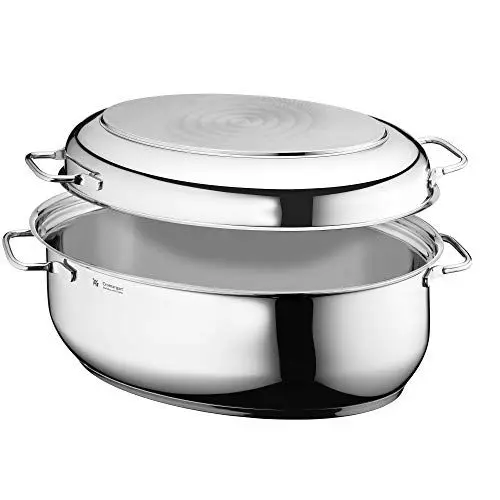 Produktbild: WMF Bräter mit Deckel backofengeeignet, 8,5l, Bräter Induktion, Cromargan Edelstahl, Induktionsdeckel, Schmortopf, 41 x 28,5 x 18 cm