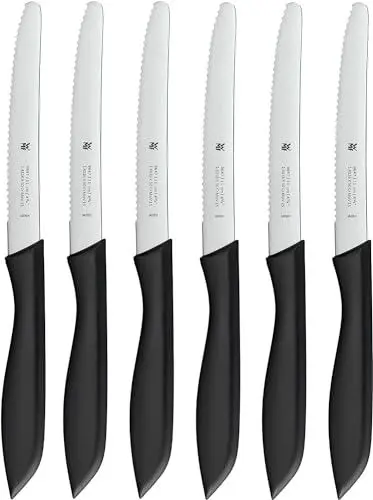 Produktbild: WMF Classic Line Frühstücksmesser Set 6-teilig, 23 cm, Brötchenmesser Wellenschliff, Brotzeitmesser, Spezialklingenstahl, Kunststoffgriff, schwarz