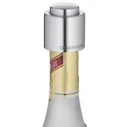 Produktbild: WMF Clever&More Sektverschluss mit Aufschrift 3,5 cm, Champagner Verschluss, Sektflaschenverschluss, Cromargan Edelstahl mattiert, Flaschenverschluss