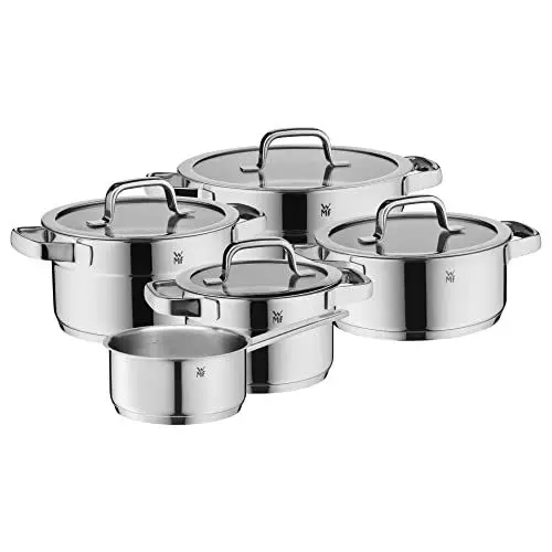 Produktbild: WMF Compact Cuisine Topfset Induktion 5-teilig, Kochtopf Set mit Glasdeckel, Cromargan Edelstahl poliert, Induktions Töpfe Set unbeschichtet, Innenskalierung