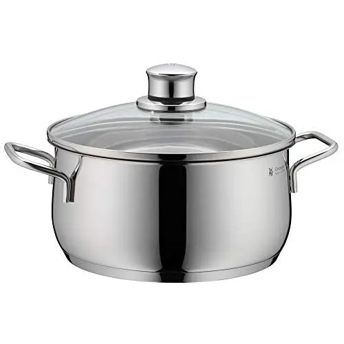 Produktbild: WMF Diadem Plus Kochtopf 16 cm klein, Glasdeckel, Topf 16cm, Bratentopf Induktion 1,5l, kleiner Topf Cromargan Edelstahl poliert, Nudeltopf, unbeschichtet