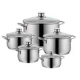 Produktbild: WMF Diadem Plus Topfset Induktion 5-teilig, Kochtopf Set mit Glasdeckel, Cromargan Edelstahl poliert, Induktions Töpfe Set unbeschichtet