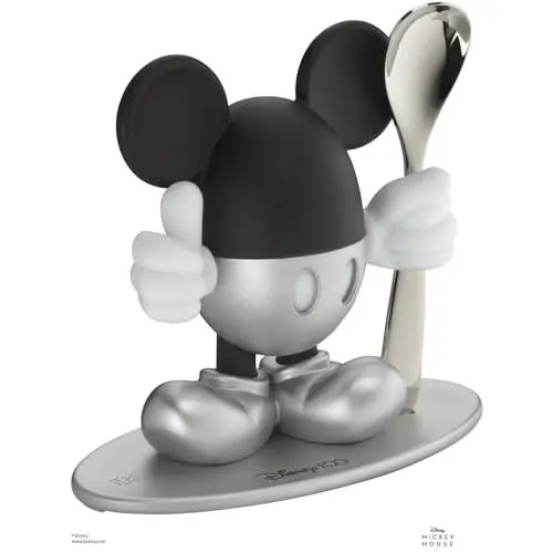 Produktbild: WMF Eierbecher mit Löffel Disney Mickey Mouse, Eierbecher lustig für Kinder, Kunststoff, Eierbecher Kinder, Cromargan Edelstahl poliert, spülmaschinengeeignet, silber