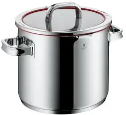 Produktbild: WMF Function 4 Gemüse- Suppentopf Induktion 24cm, Glasdeckel, Kochtopf groß 8,8l, Cromargan Edelstahl poliert, 4 Abgießfunktionen, Innenskalierung, rot