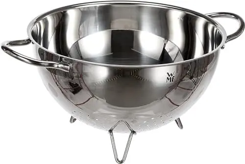 Produktbild: WMF Gourmet Sieb Edelstahl 24 cm, Seiher mit Standfüßen, Seiher Edelstahl, Nudelsieb, Küchensieb, Cromargan Edelstahl, spülmaschinengeeignet