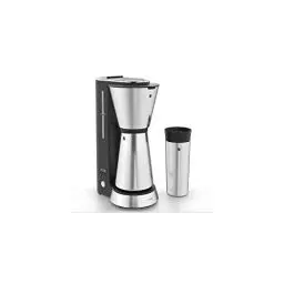 Produktbild: WMF Küchenminis Aroma Filterkaffeemaschine klein mit Thermoskanne, 870 Watt, Thermobecher to go, kleine single Kaffeemaschine mit Timer, cromargan matt