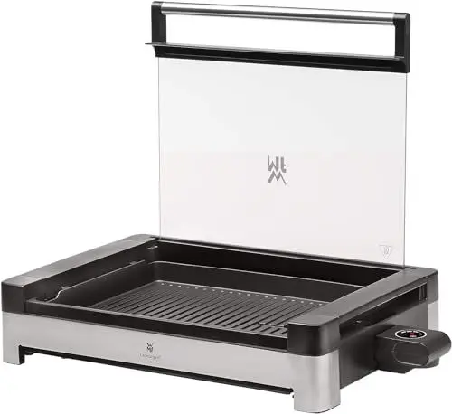 Produktbild: WMF Lono Tischgrill elektrisch mit Glasdeckel, beschichtete Grillplatte, herausnehmbare Auffangschale, spülmaschinenfest, Edelstahl matt, 2200 Watt