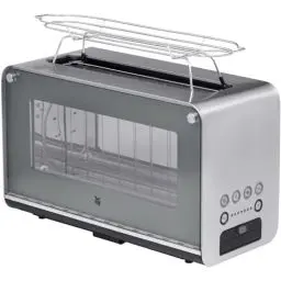 Produktbild: WMF Lono Toaster Glas mit Brötchenaufsatz, 2 Scheiben, XXL, motorisierte Toastaufnahme, Aufwärm-Funktion, 7 Bräunungsstufen, Toaster edelstahl matt