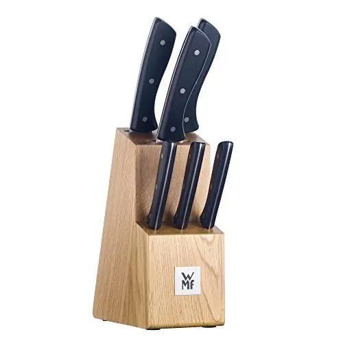 Produktbild: WMF Messerblock mit Messerset, 7-teilig, 6 Messer geschmiedet, 1 Block aus Buchenholz, Spezialklingenstahl, Edelstahl-Nieten