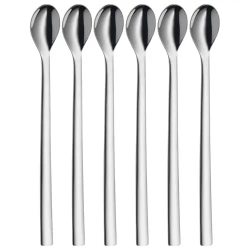Produktbild: WMF Nuova Longdrinklöffel 6-teilig, lange Löffel 22 cm, Latte Macchiato Löffel, Joghurt, Cocktail, Cromargan Edelstahl poliert, spülmaschinengeeignet